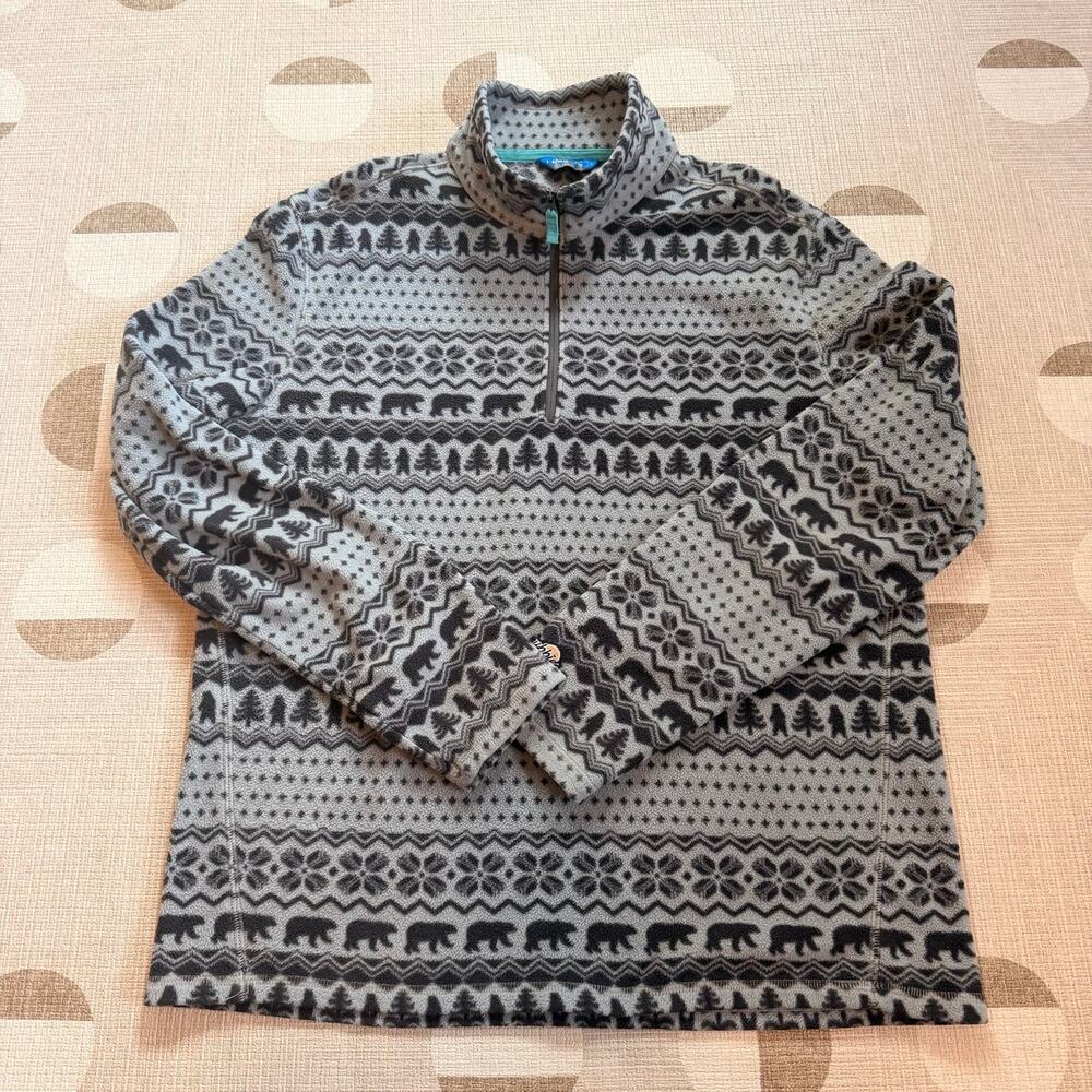 Chubbies Gray Bear Fair Isle Quarter Zip Fleece Pullover Men’s Medium